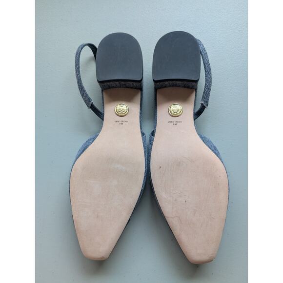 NIB Veronica Beard Cecile Denim Cap-Toe Slingback Sz US 9M Indigo/Black - Picture 9 of 13